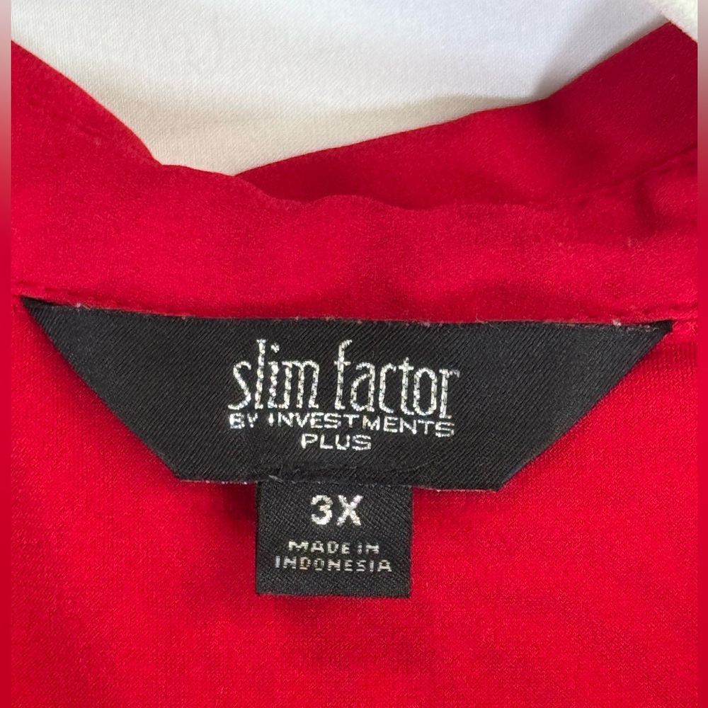 Slim Factor By Investments Button Front Top - Red - 3X - Picture 3 of 8